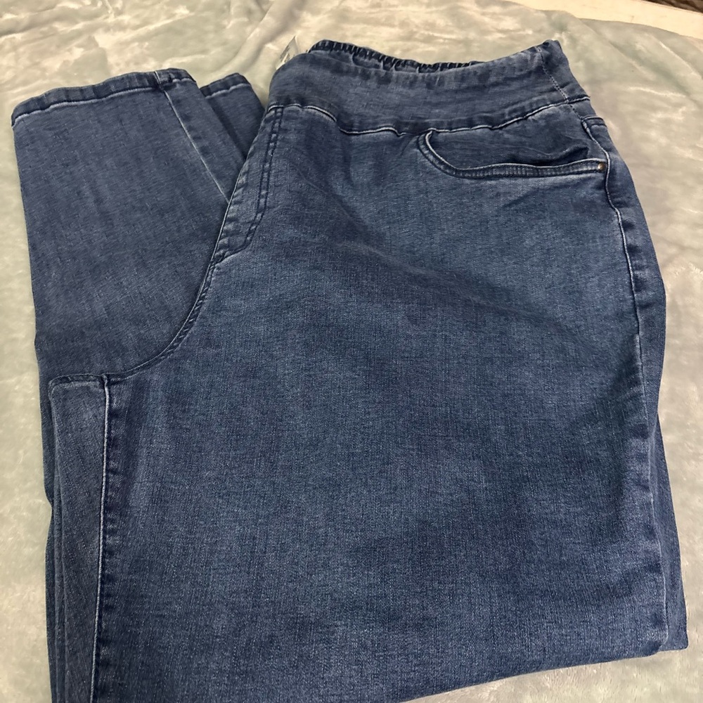 Blair Dark Blue Stretchy Waist Denim Ankle Jeans